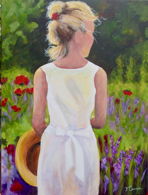 Lady Viewing her Garden <br> 18X24 <br> Sold