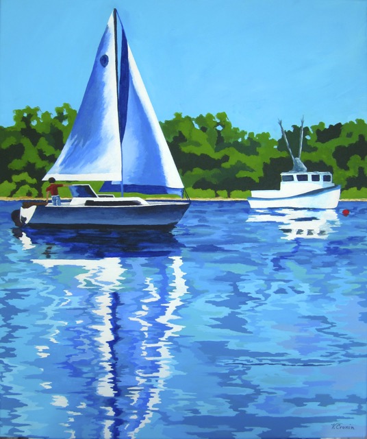 Blue Sailboat <br> 20x24