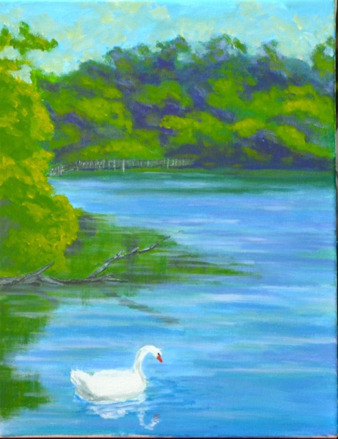 Swan on Falls Lake <br> 14X18 <br> Sold