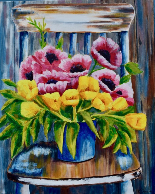 Flowers on Chair <br> 16X20