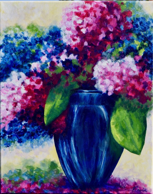 Hydrangeas in Blue Vase <br> 16X20 