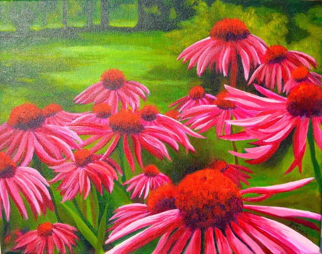 Pink Flowers <br> 10X14